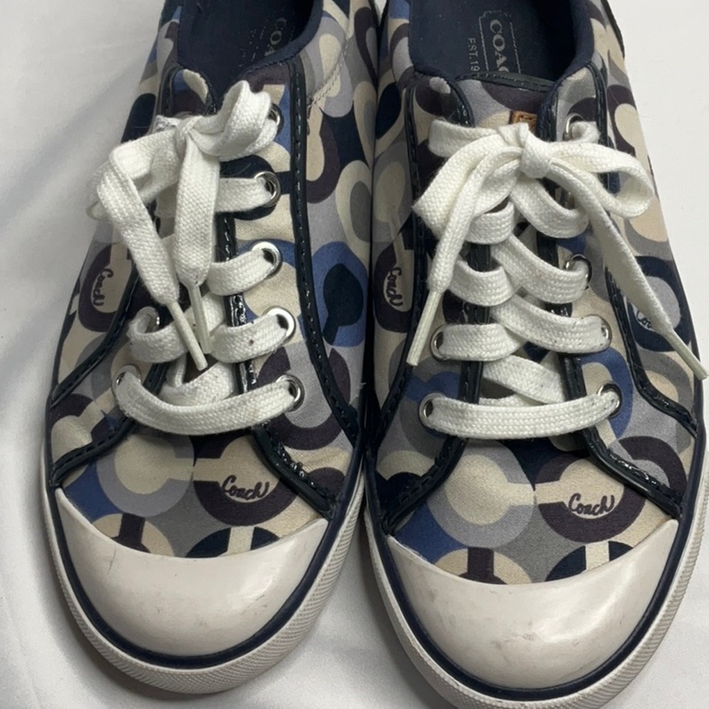 Coach Barrett Signature Sneakers Navy Blue and Multicolor Size 8 - Picture 9 of 11